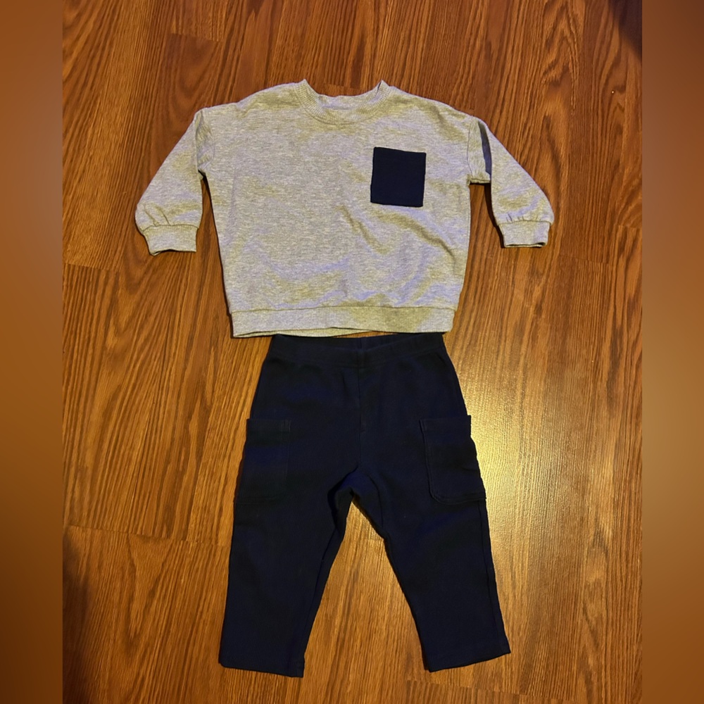 Gray and Navy Toddler Legging Set